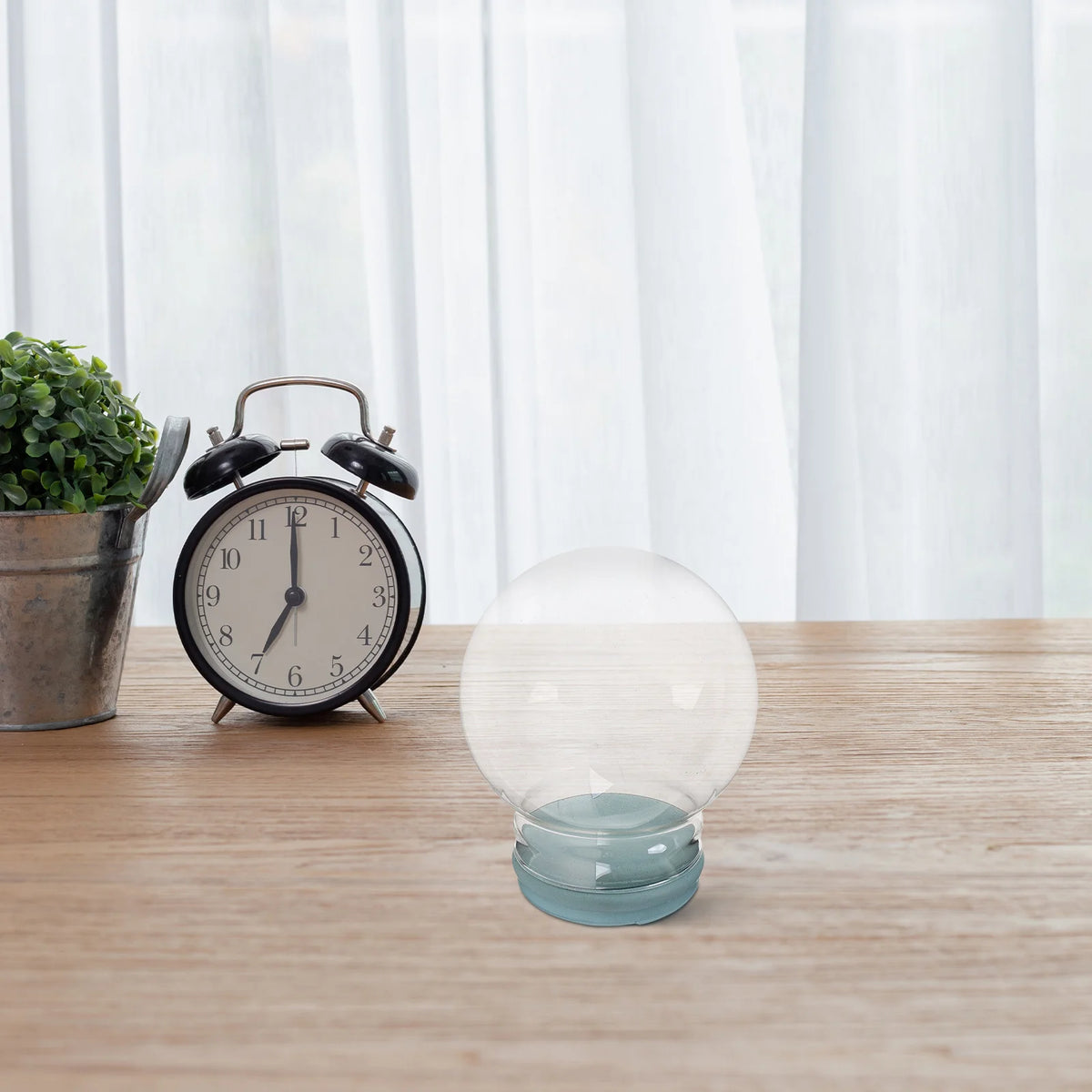 kit diy globe verre transparent socle bleu gris arbre noel flocons decoration intérieure unique