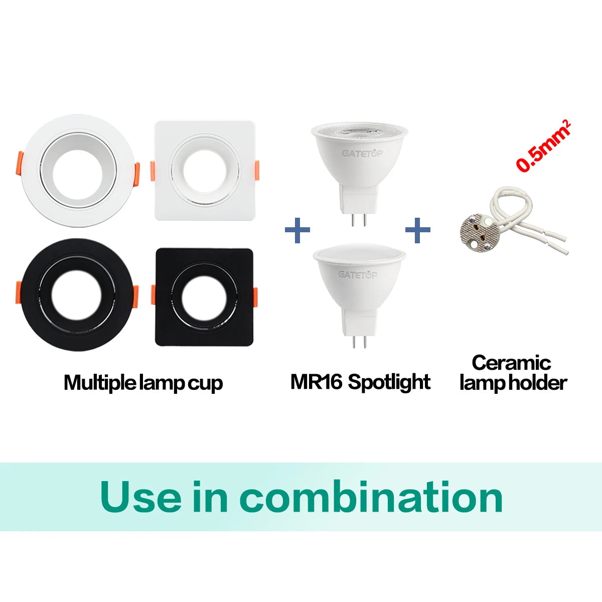 projecteur led spot mr16 gu5.3 noir blanc rond carré moderne