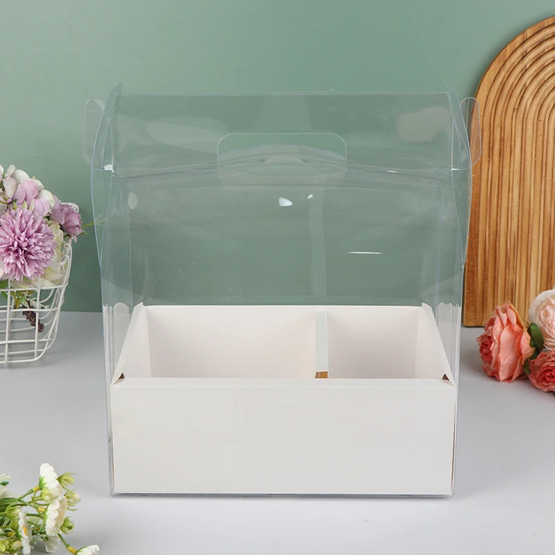 boîte gâteau transparente poignée détachable compartiments rose clair LOVE FASHION GIRL moderne minimaliste