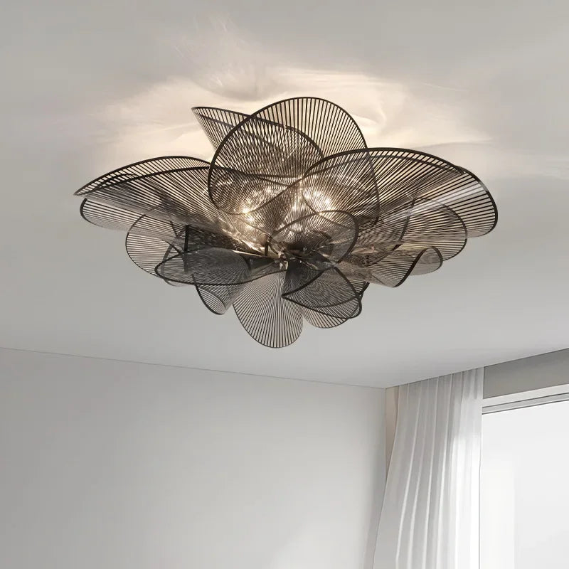 plafonnier moderne suspendu blanc noir spirale ajouré semi transparent chambre entrée étude