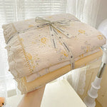 ensemble literie fleuri coton 100% blanc pastel romantique taies d'oreiller drap plat