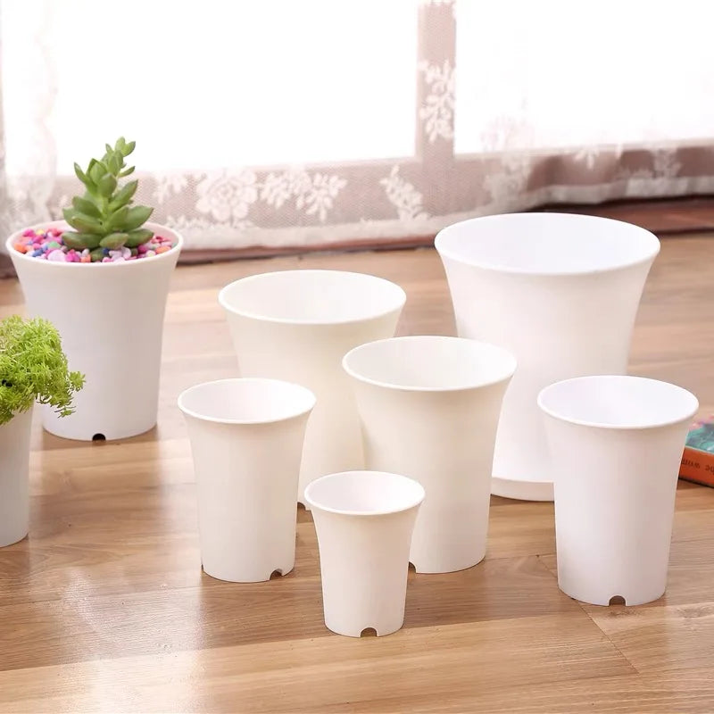 pot fleurs rond blanc plastique plante succulente décoration jardin maison
