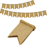 guirlande décorative jute 15 fanions 13cmx18cm 35m total mariage anniversaire révélation sexe rustic