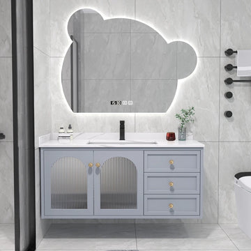 meuble salle bain bois massif vasque miroir armoire murale blanc moderne robinet