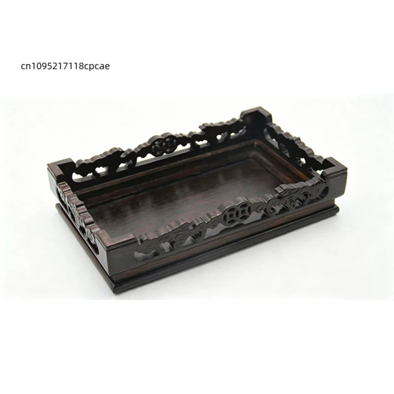 support bois sculpté classique noir vases pierres décorations