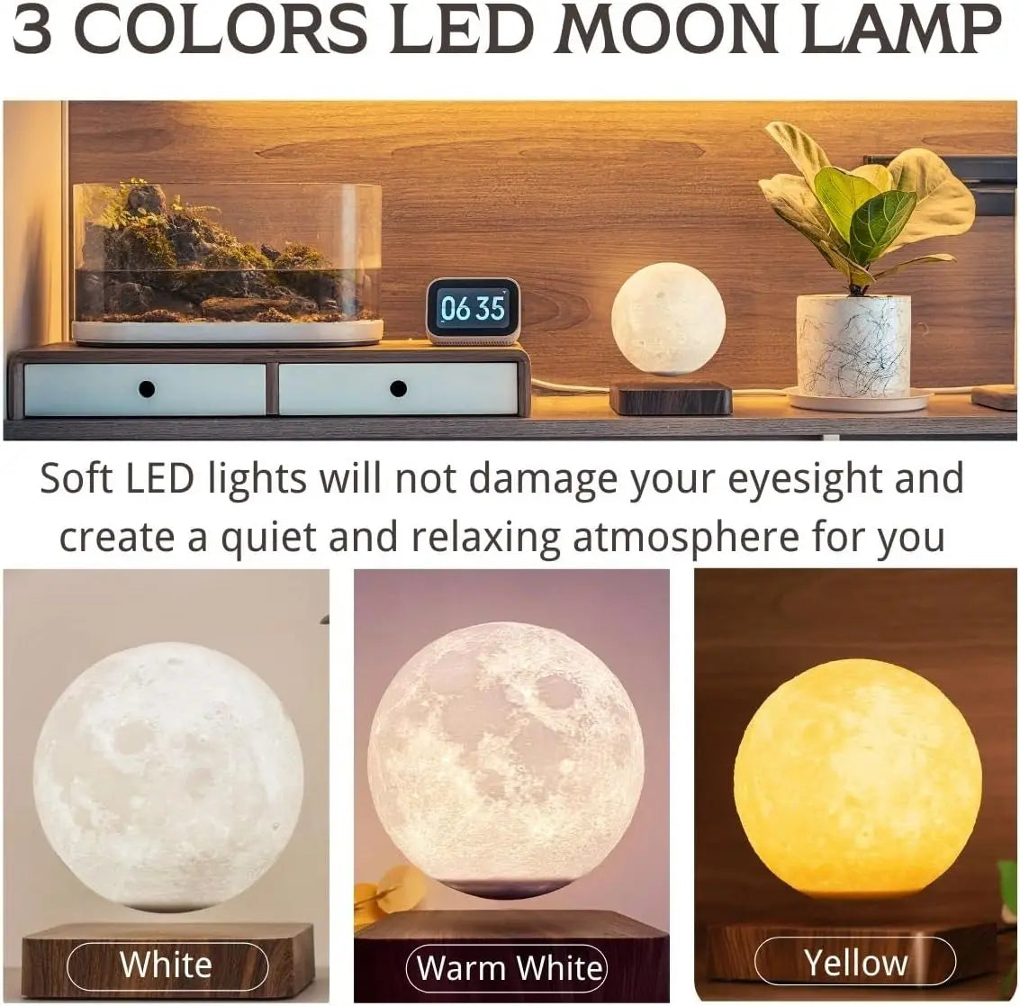 Lampe lune rotative en mode multicolore dans une chambre