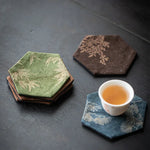 serviettes table chinoises texturé feuilles bambou dorées vert marron bleu respectueuses environnement 9.2x9.2cm