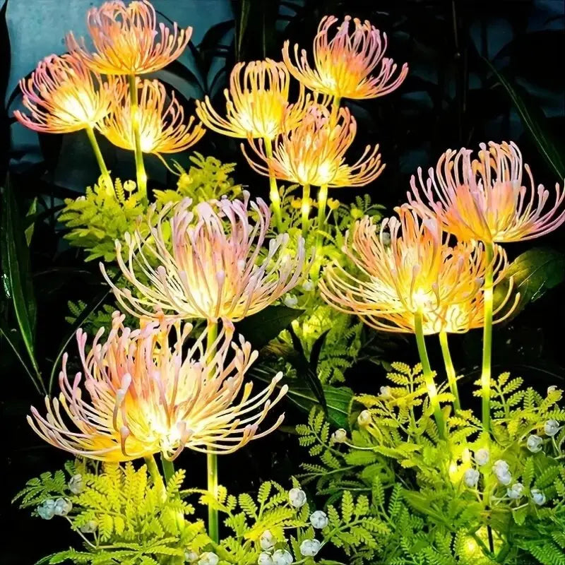 guirlande solaire fleur lycoris radiata lumineuse verte rose blanche moderne extérieure jardin patio