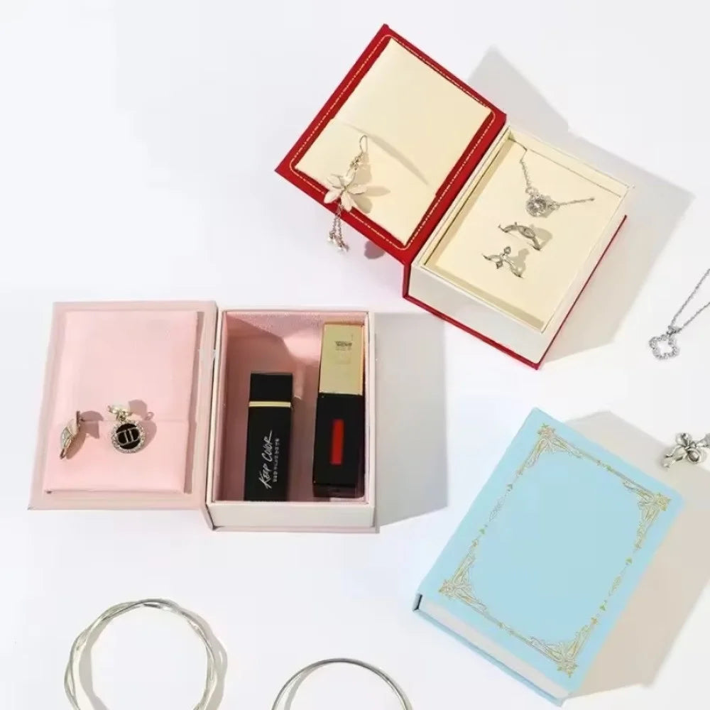 boîte rangement bijoux velours classique réutilisable respectueuse environnement moderne argent doré rose vert bleuclair