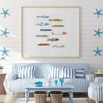 décorations murales poissons bois colorées marin rustique vintage éclaboussures océan charme maison thuyền gỗ