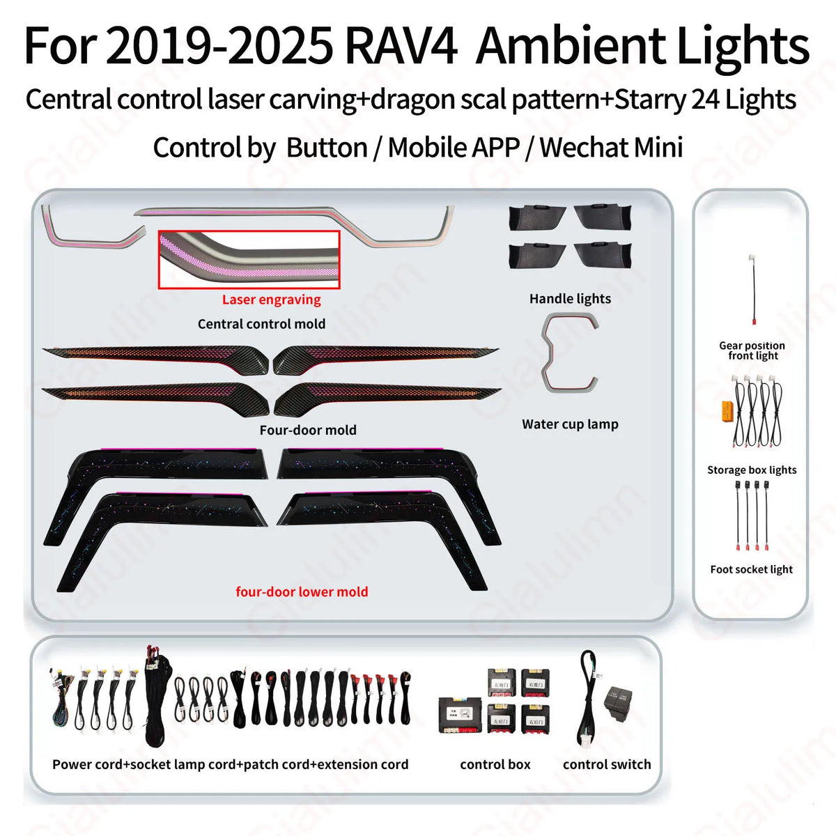 ampoule ambiance voiture led 256 couleurs controle application six modes moderne