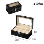 boîte rangement cuir noir montres bijoux élégante boutons fermeture moderne