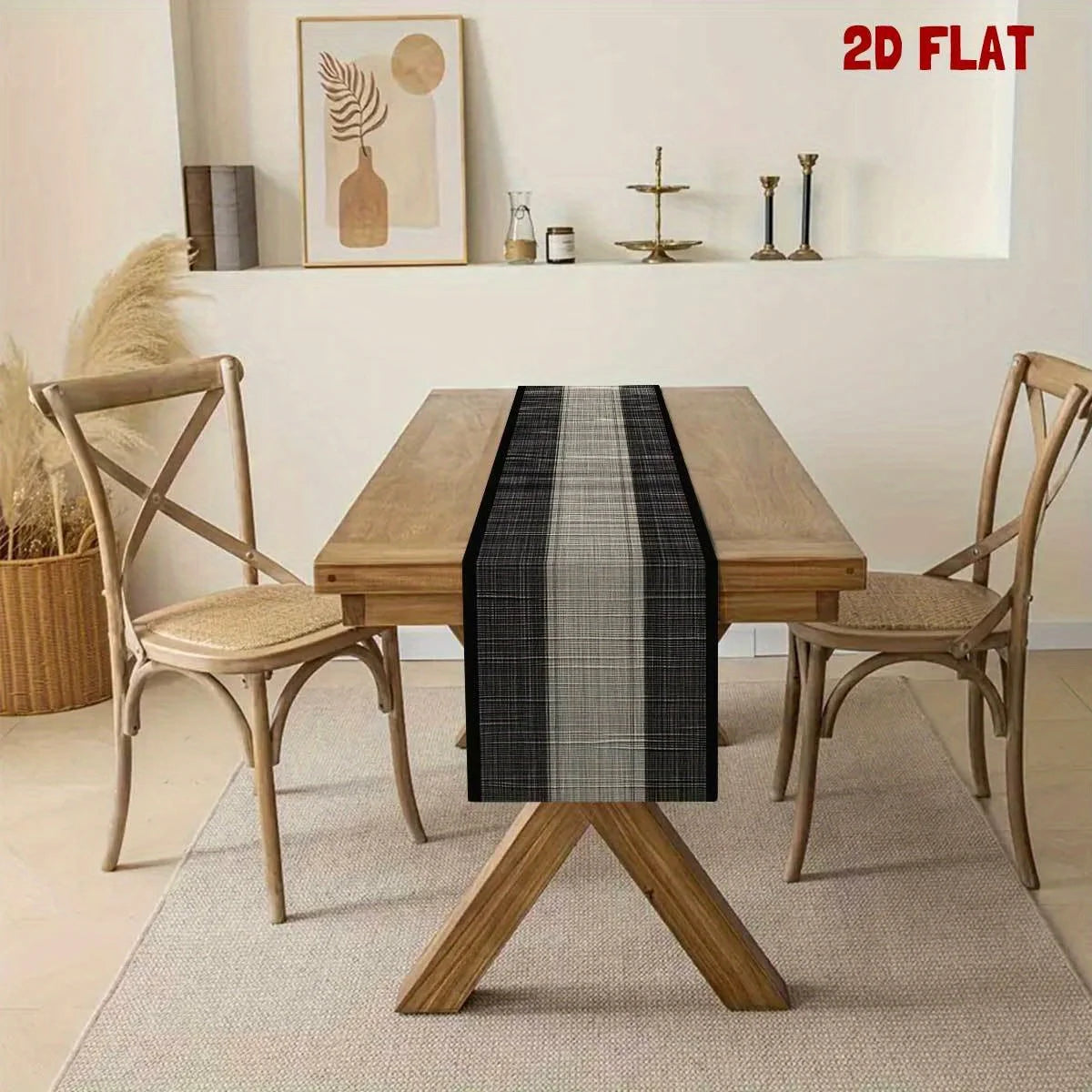 nappe table carreaux noir gris blanche moderne décoration intérieure automne hiver lin