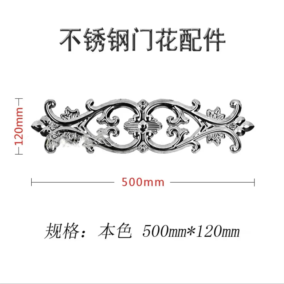 ornement métallique doré floral art nouveau baroque fixations invisiblesextérieur maison deco porte fleuri geometrique
