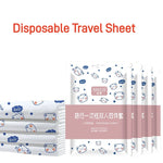 lit voyage ensemble draps non tissé motifs ours nuages blanc bleu orange portable