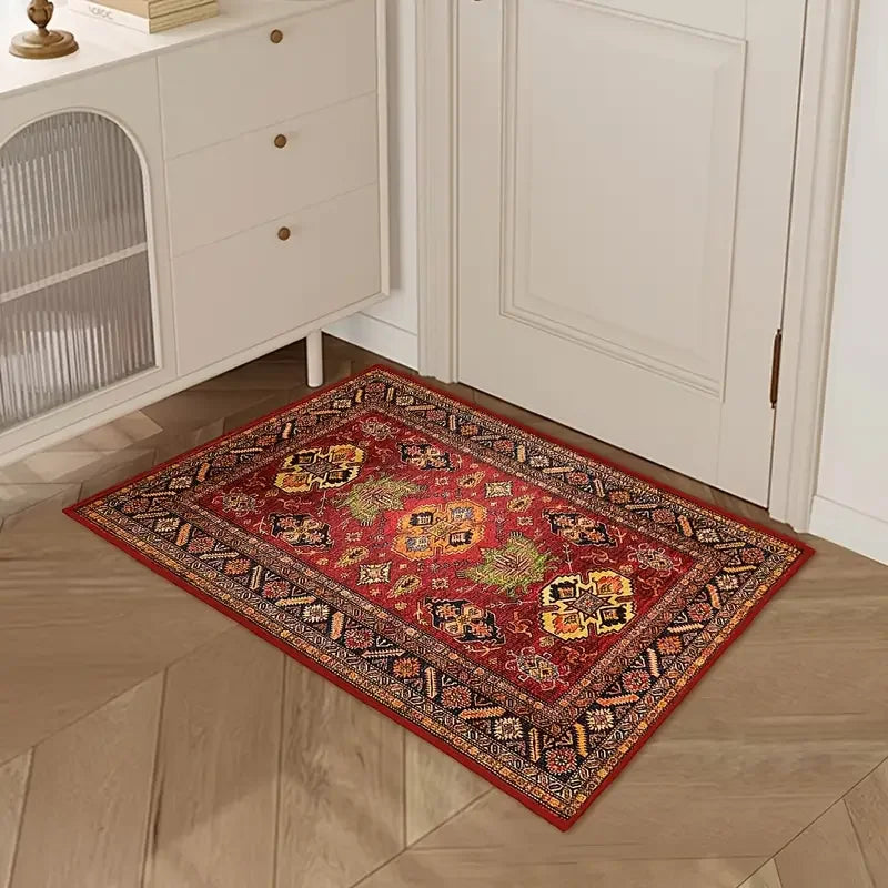 tapis rouge géométrique antidérapant durable maison living room