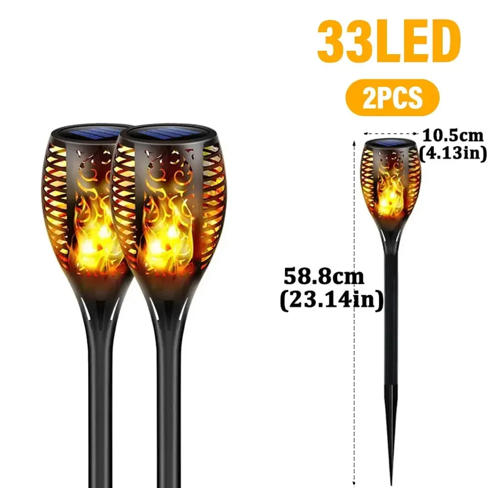 lampe solaire jardin flamme vacillante led 96 diodes ip65 moderne décorativeextérieur fixe piquet