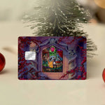 étui cartes bancaires adhésif belle bête vitraux colorés rose personnages réutilisable