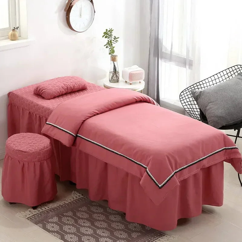 lit massage blanc beige rose gris marron uni moderne coussin tête pieds