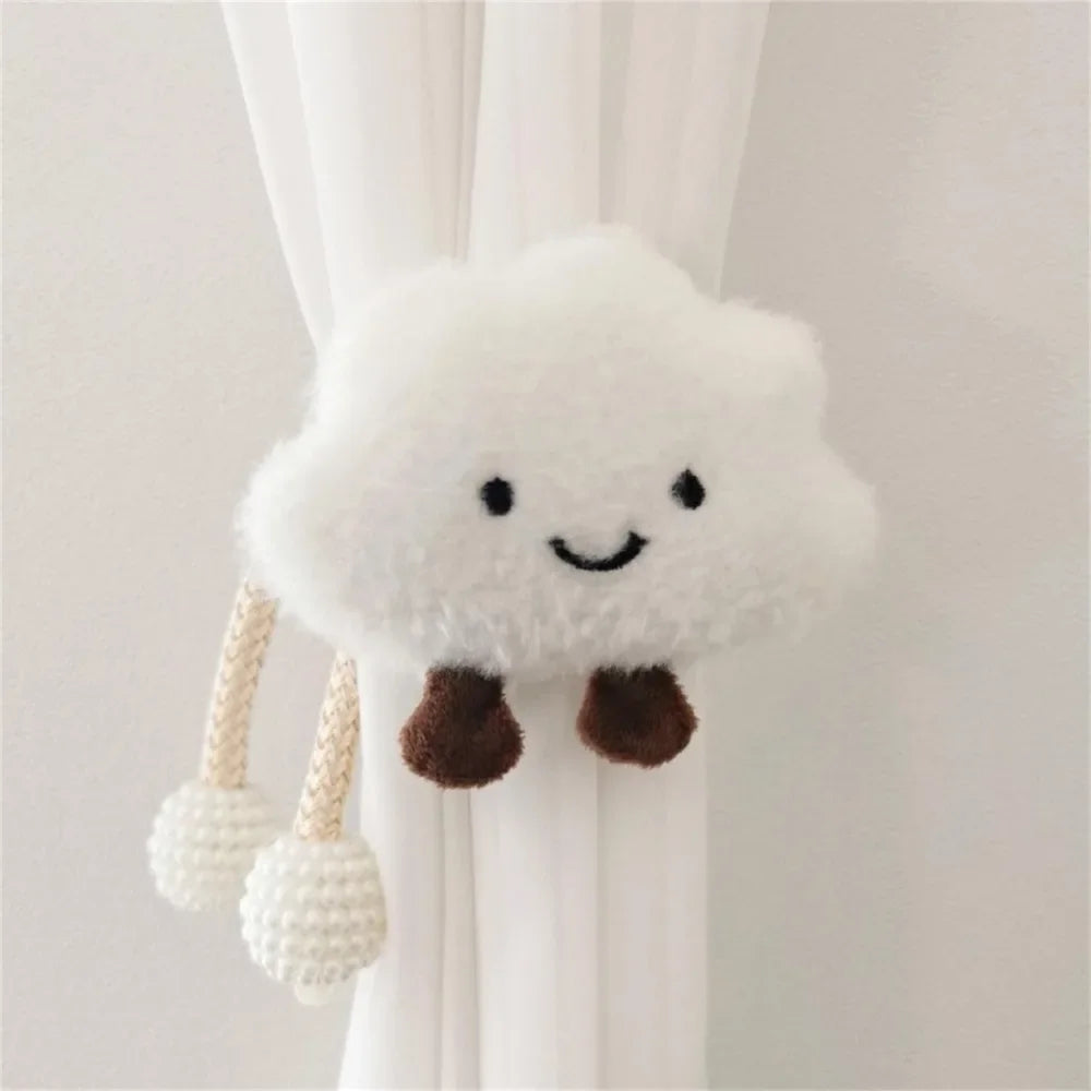 rideau japonaise polyester enfant sourire peluche blanc gris rose bleu mignon opacité chambre decoration