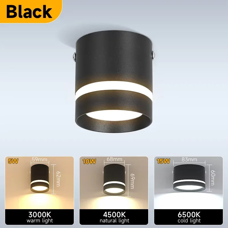 spots led 5w 10w 15w noir blanc modernes chambre couloir 220v led
