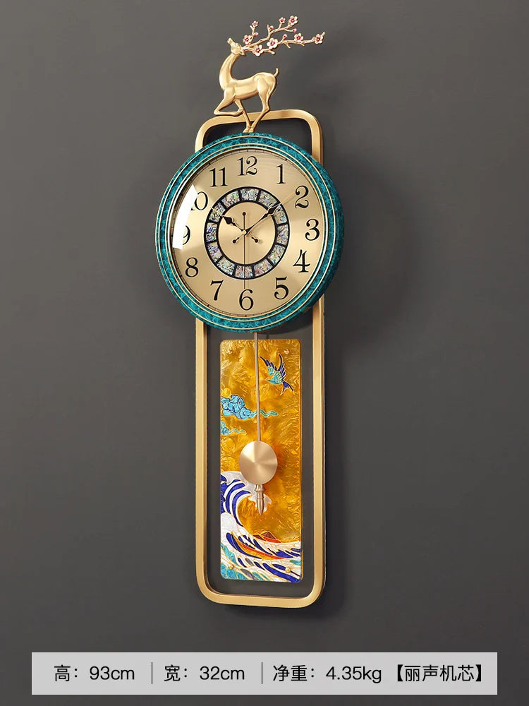 horloge murale moderne or noir figurine cerf abstraite décoration chambre salon
