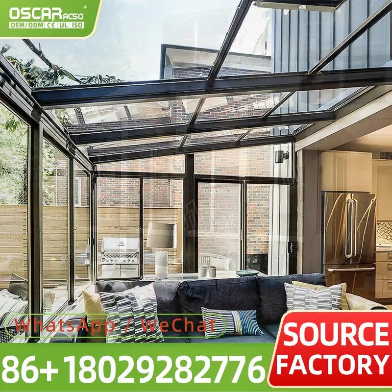 véranda moderne aluminium transparent verre trempé respectueux environnement résistant pourriture fonctionnel