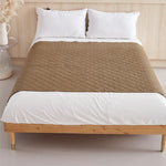 protège lit matelas anti saleté 100% polyester motif géométrique marron moderne fixations