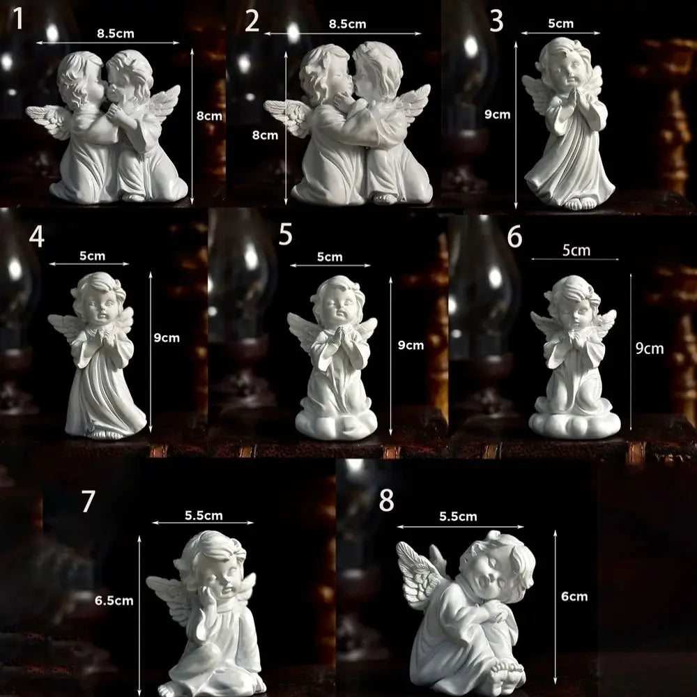 statuette ange résine blanche classique livre coquillage ornement sans odeur sculpteur fée