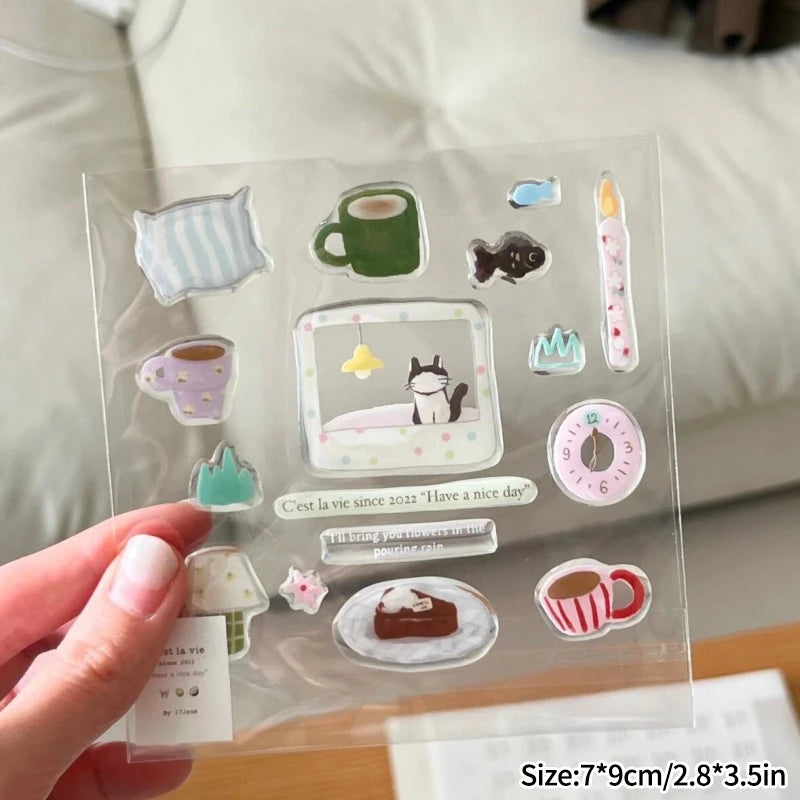 sticker adhésif transparent mignon coque téléphone motif animaux chats chiens positif