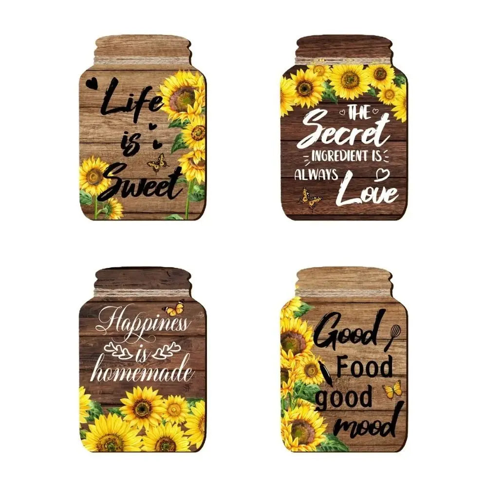 autocollants muraux tournesols calligraphie bois rustique décoratif résistant eau moderne opaques ensemble