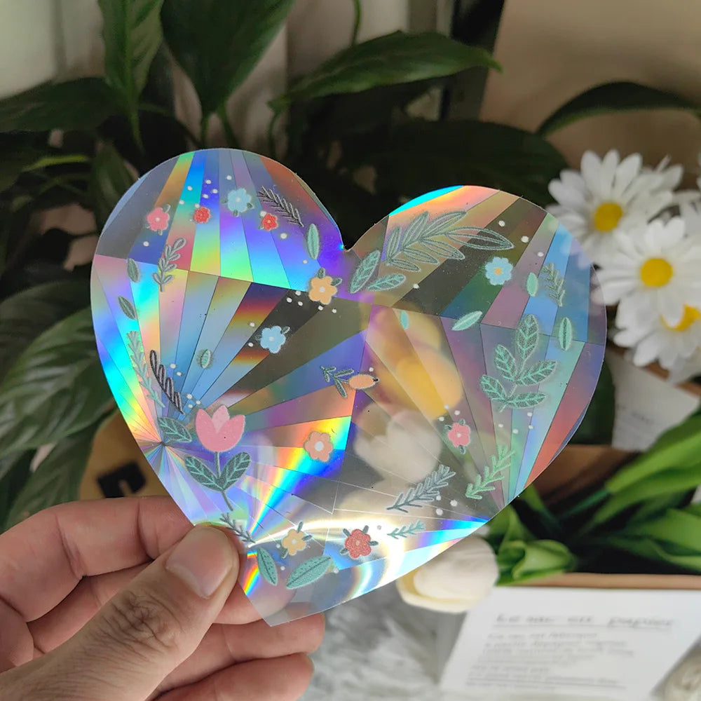 étiquettes solaires holographiques transparentes motifs planètes chats soleils modernes adhésives blanches minimalistes