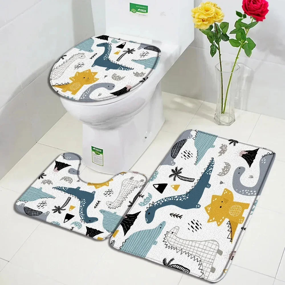 tapis toilette multicolore motifs animaux modernes adhésifs salle bain couvre siège deux sols