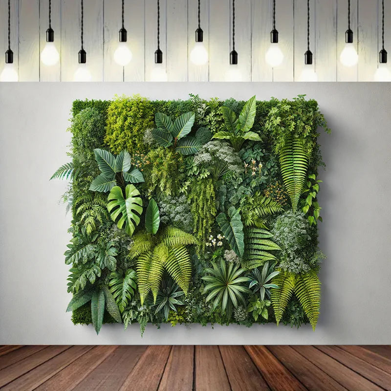 tapisserie mur végétal artificiel feuilles variées moderne anniversaire mariage baptême