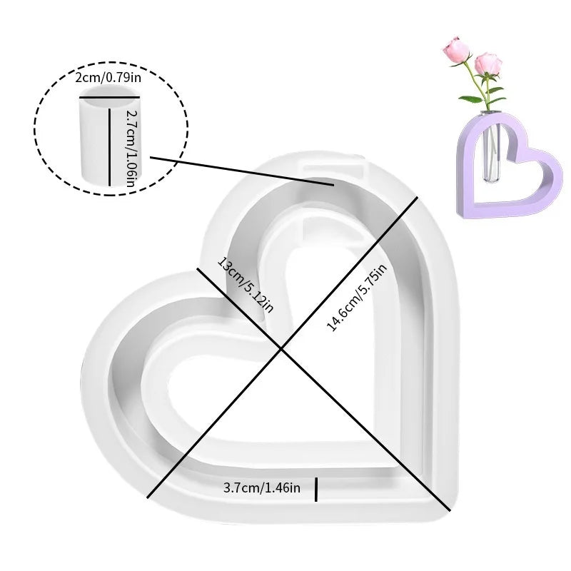 support fleurs forme cœur rose clair silicone moderne décoration vase fleurs séchées plaque bois