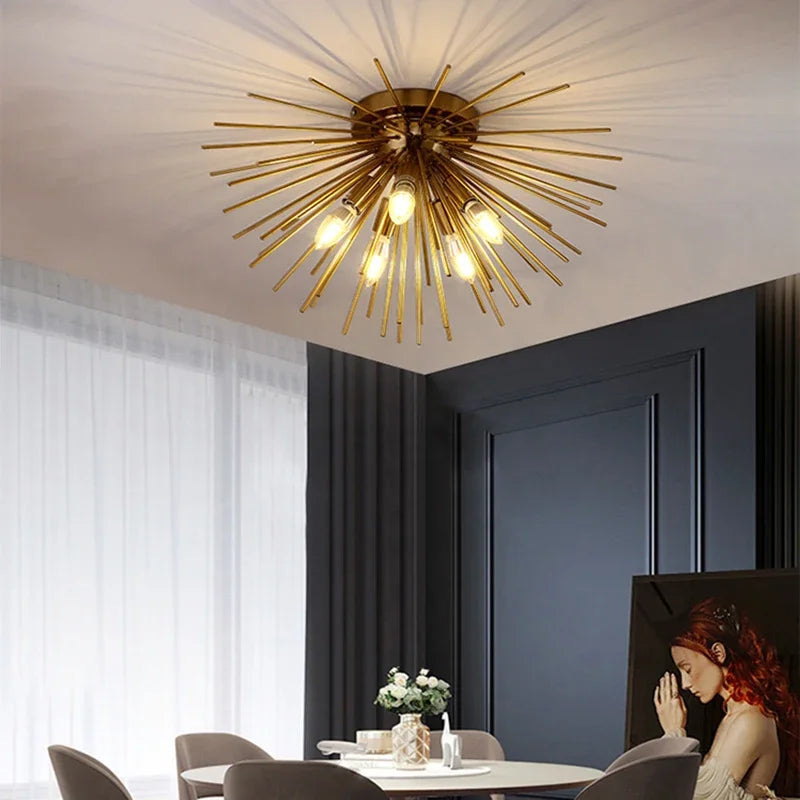 suspension lumineuse or moderne branches radiales ampoules incluses 55cm 65cm 70cm
