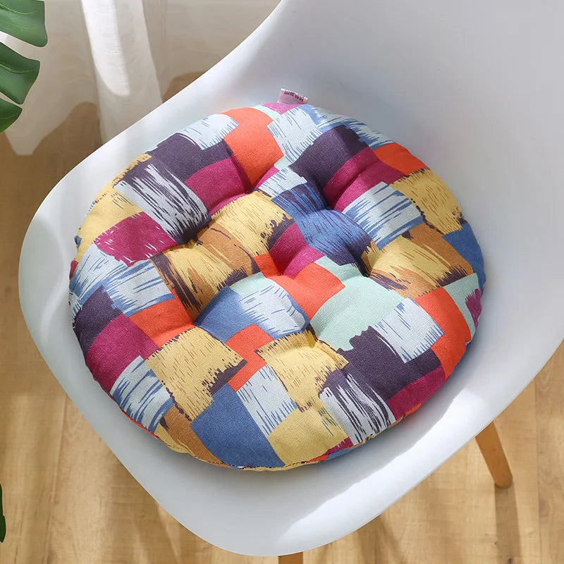 coussin chaise rond confortable mousse polyestère motif géométrique repas siège maison