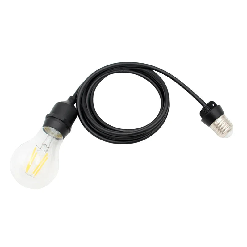 ampoule filament noir transparent moderne câble e27 étanche 1m 5m rond lisse
