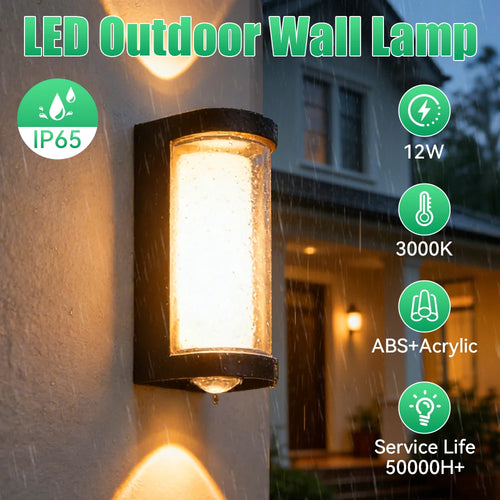lampe murale led moderne noire blanche 12w 85265v étanche extérieure chambre entrée salle bain
