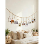 décoration murale boho guirlande coeurs bois photos clips chambre rustique moderne