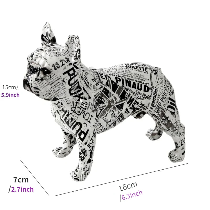 statuette chien multicolore moderne graphique résine abstraite ornement animal