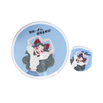 ventilateur pliant éventail moderne rose bleu noir illustrations personnages floral