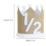 couronne décorative marron blanc bleu rose pompons chiffres anniversaire enfant photo rustic