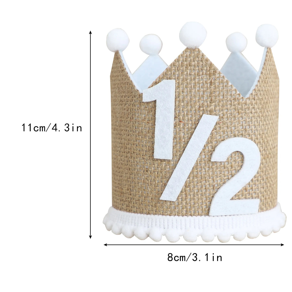 couronne décorative marron blanc bleu rose pompons chiffres anniversaire enfant photo rustic
