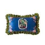 housse coussin imprimée perroquet oiseaux fleurs polyester coton lit carré vintage bleu vert rose