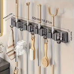 support porte balais accessoires nettoyage moderne adhésif gris blanc toile