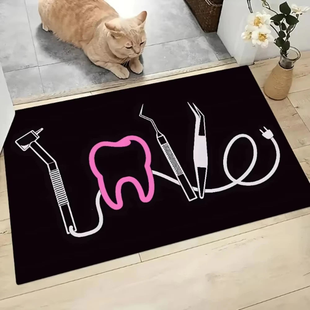tapis sol dentaire motif dent mousse antidérapant velours salon entrée maison moderne décor