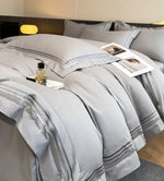 draps lit coton rose pâle rayures horizontales gris modernes 150cm 180cm 200cm