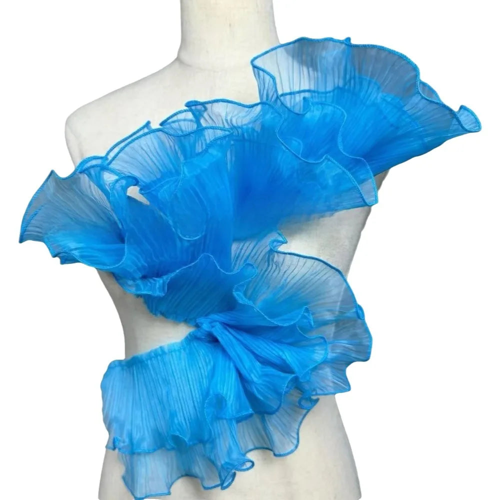 tissu plissé rose clair vert fluo bleu décoration élégante semi transparent fronces dentelle polyester
