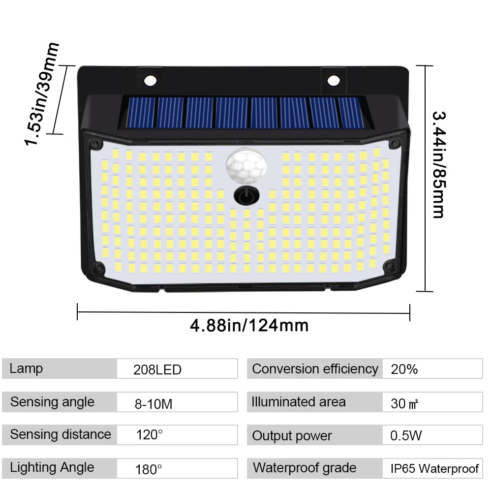 lampe solaire murale noire moderne détecteur mouvement ip65 led 158 abs batterie lithium sécurité